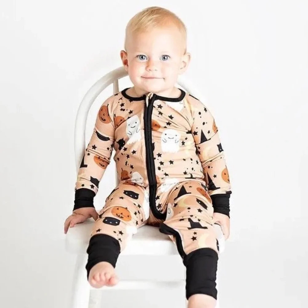 Emerson and Friends 6-12 months Halloween Bamboo Pajamas Ghost Pumpkin Stars